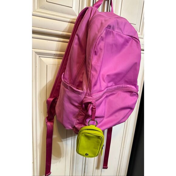 Lululemon Women's Bright Pink Green Pouch Everywhere Backpack - Picture 1 of 14